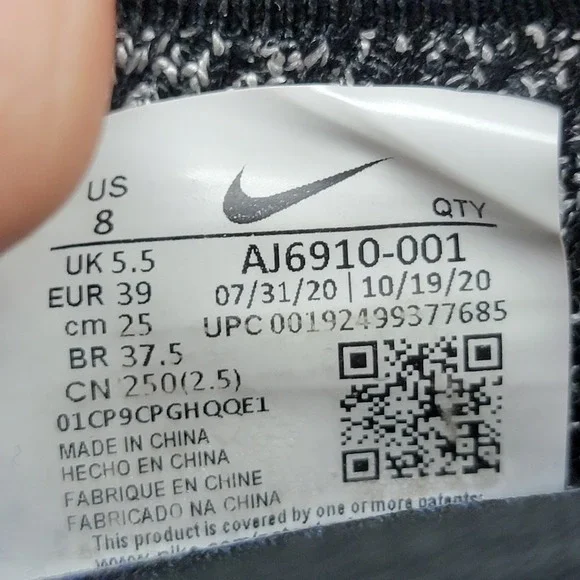 Nike Air Womens Running Shoes Size 8 VaporMax Flyknit 3 Oreo AJ6920-001 Sneakers - Picture 9 of 9